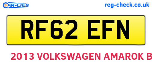 RF62EFN are the vehicle registration plates.