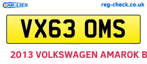 VX63OMS are the vehicle registration plates.