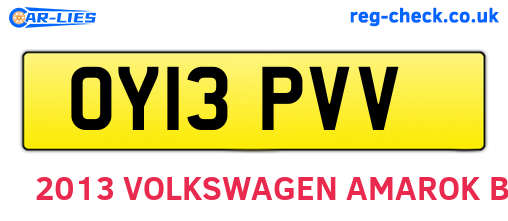 OY13PVV are the vehicle registration plates.