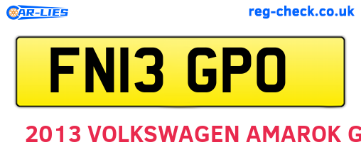 FN13GPO are the vehicle registration plates.