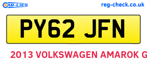 PY62JFN are the vehicle registration plates.
