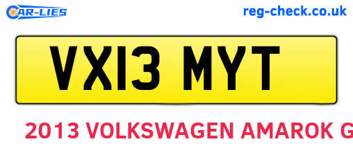 VX13MYT are the vehicle registration plates.