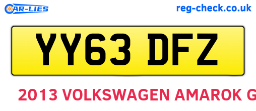 YY63DFZ are the vehicle registration plates.
