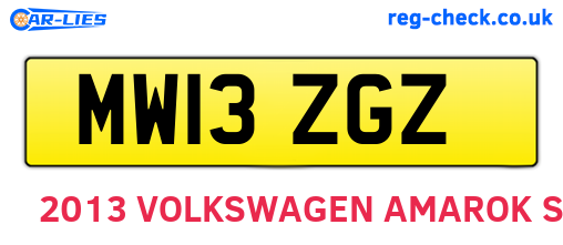 MW13ZGZ are the vehicle registration plates.