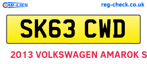 SK63CWD are the vehicle registration plates.