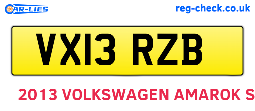 VX13RZB are the vehicle registration plates.