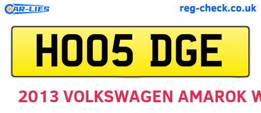 HO05DGE are the vehicle registration plates.