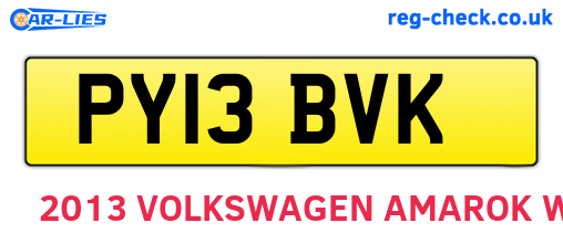 PY13BVK are the vehicle registration plates.