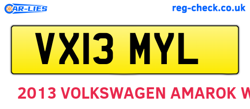 VX13MYL are the vehicle registration plates.