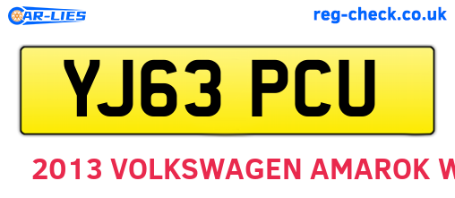YJ63PCU are the vehicle registration plates.