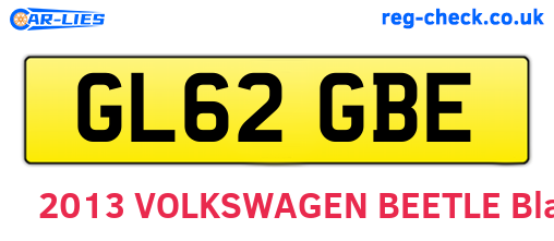 GL62GBE are the vehicle registration plates.