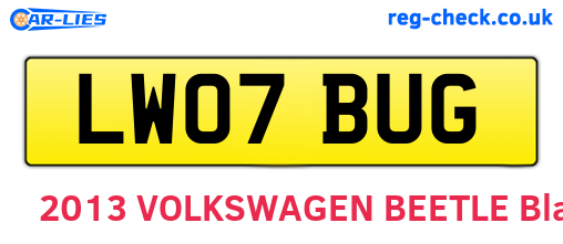 LW07BUG are the vehicle registration plates.