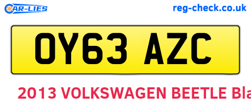 OY63AZC are the vehicle registration plates.