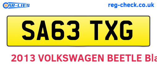 SA63TXG are the vehicle registration plates.