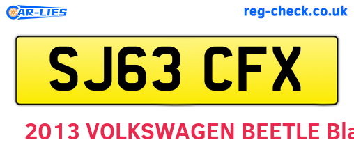 SJ63CFX are the vehicle registration plates.