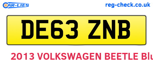 DE63ZNB are the vehicle registration plates.
