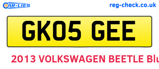 GK05GEE are the vehicle registration plates.