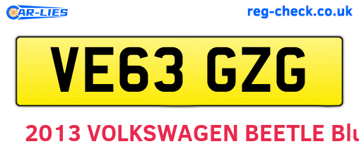 VE63GZG are the vehicle registration plates.