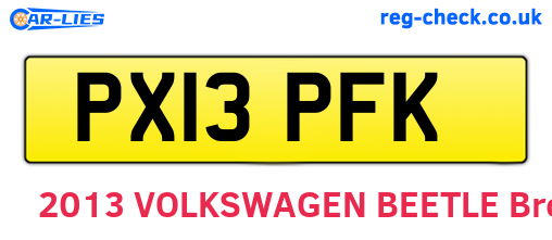 PX13PFK are the vehicle registration plates.