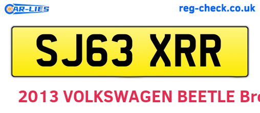 SJ63XRR are the vehicle registration plates.
