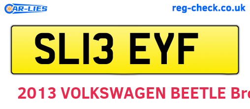 SL13EYF are the vehicle registration plates.