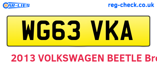 WG63VKA are the vehicle registration plates.