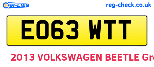 EO63WTT are the vehicle registration plates.