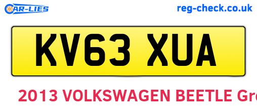 KV63XUA are the vehicle registration plates.