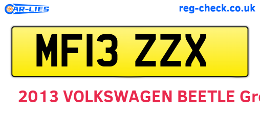 MF13ZZX are the vehicle registration plates.