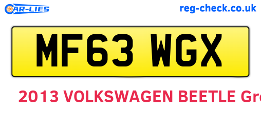 MF63WGX are the vehicle registration plates.