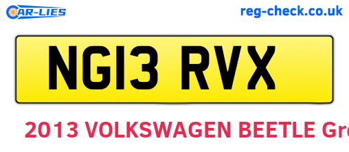 NG13RVX are the vehicle registration plates.