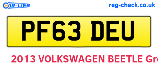 PF63DEU are the vehicle registration plates.