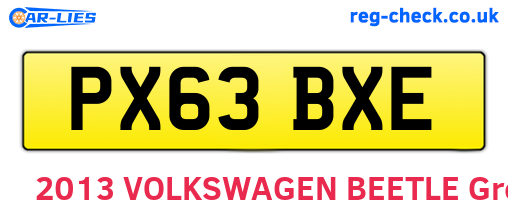 PX63BXE are the vehicle registration plates.