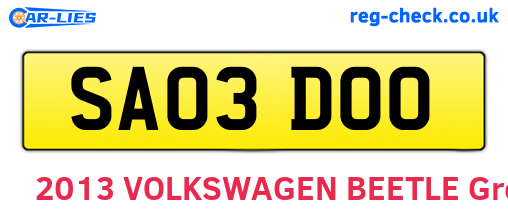 SA03DOO are the vehicle registration plates.