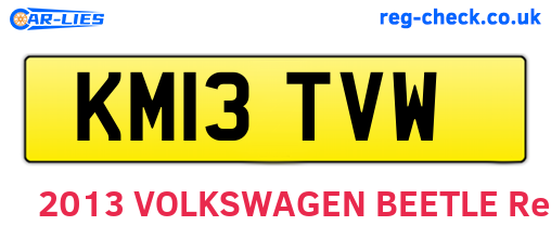 KM13TVW are the vehicle registration plates.