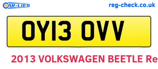 OY13OVV are the vehicle registration plates.