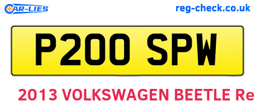 P200SPW are the vehicle registration plates.