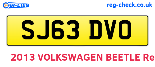 SJ63DVO are the vehicle registration plates.