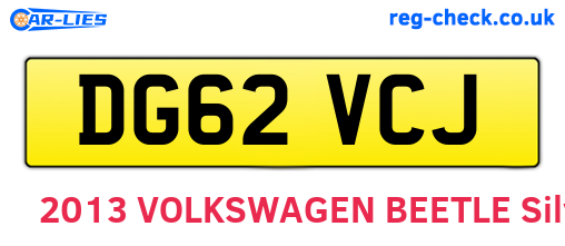 DG62VCJ are the vehicle registration plates.