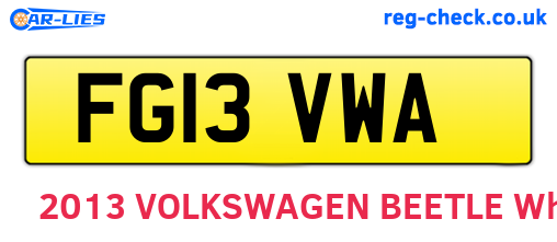 FG13VWA are the vehicle registration plates.