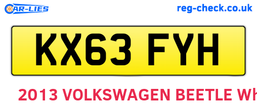 KX63FYH are the vehicle registration plates.