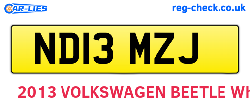 ND13MZJ are the vehicle registration plates.