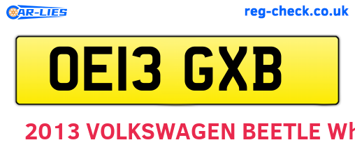 OE13GXB are the vehicle registration plates.