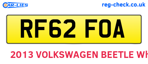 RF62FOA are the vehicle registration plates.