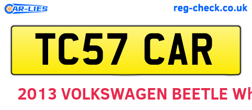TC57CAR are the vehicle registration plates.