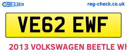 VE62EWF are the vehicle registration plates.