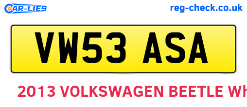VW53ASA are the vehicle registration plates.