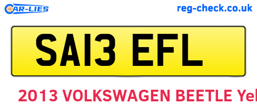 SA13EFL are the vehicle registration plates.