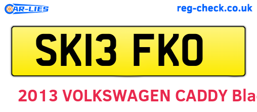 SK13FKO are the vehicle registration plates.