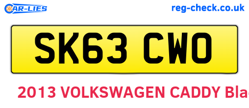 SK63CWO are the vehicle registration plates.